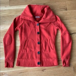 Boutique orange fleece sweatshirt jacket